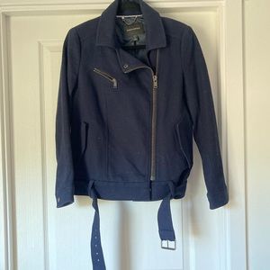 Banana Republic Cotton Biker Moto Jacket - Size PS - Navy